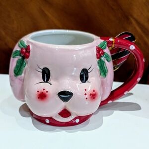 New Vintage-Style Pink Red Dog Christmas Mug Cup